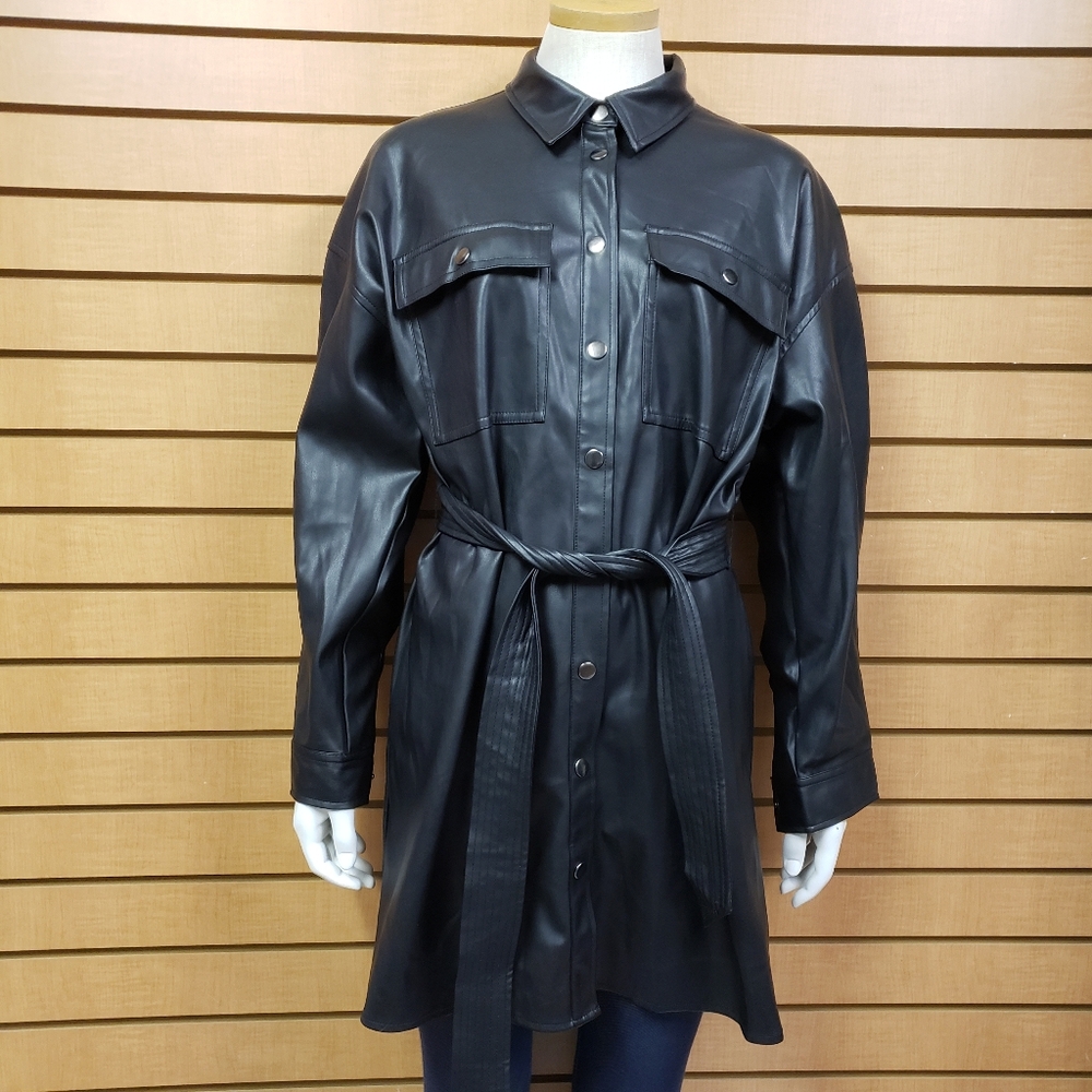 ASOS Faux Leather Trench Coat Size 6